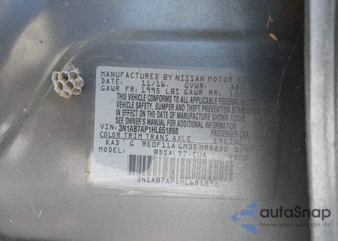 2017 Nissan Sentra Sv from USA, damaged, VIN 3N1AB7AP1HL651898